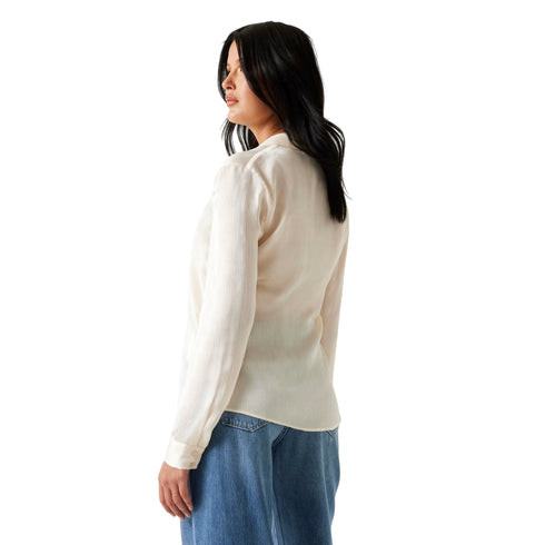 Camicia Donna con motivo logo tono su tono e colletto classico